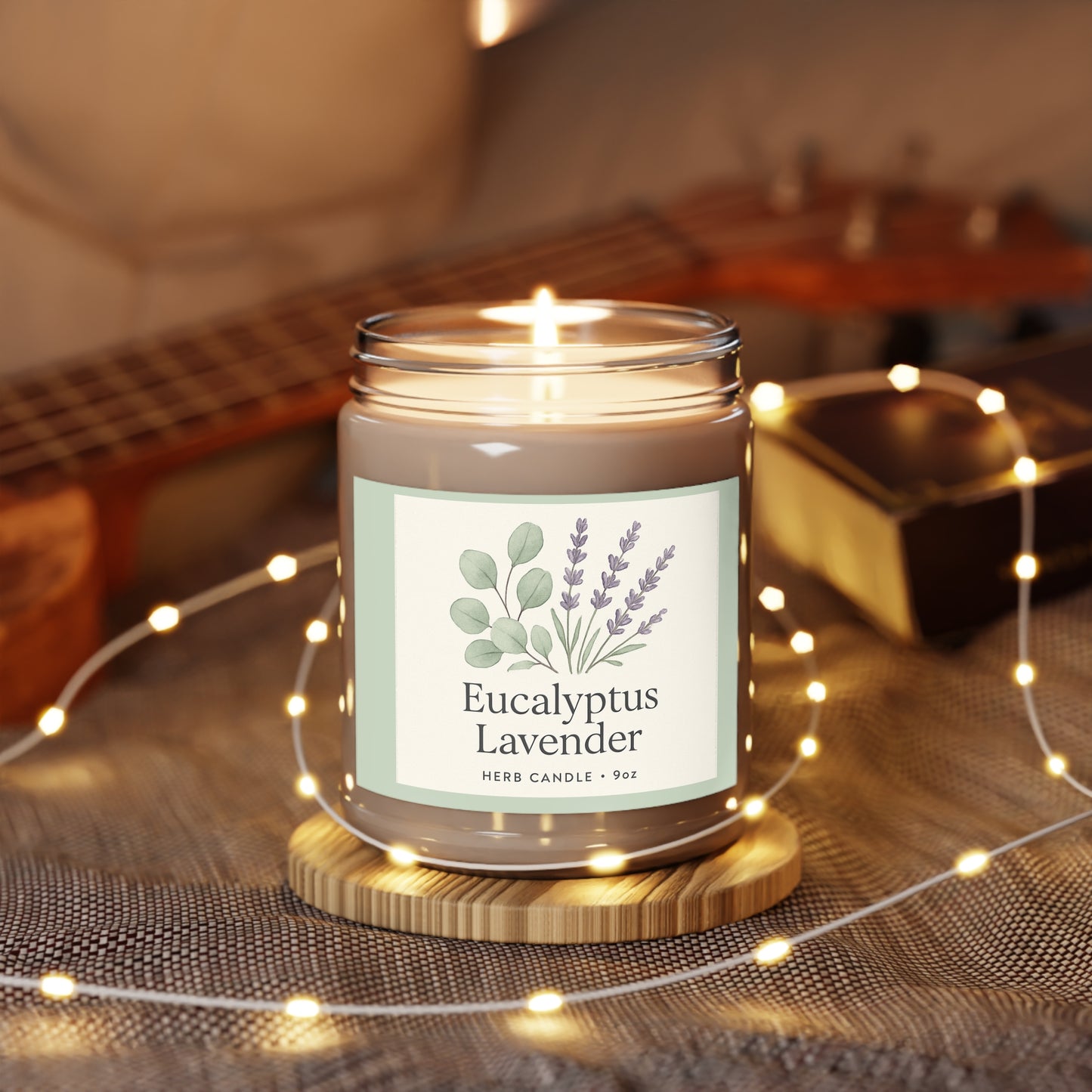 Soy Candles, Relaxing Eucalyptus Lavender Candle for Home, Aromatherapy Candle with White Lid, 9oz, Calming Scent, Natural Soy Wax,