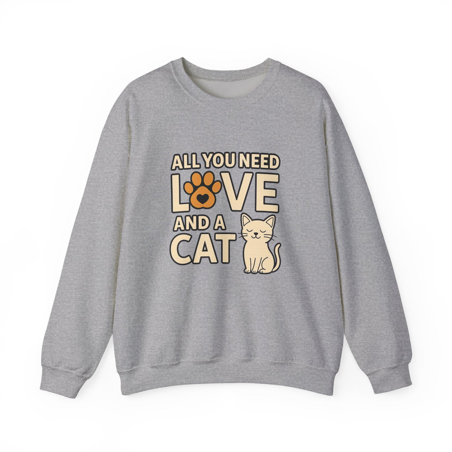 Cat Lover Long Sleeve Sweatshirt, All You Need is Love, Unisex Crewneck Jumper, Cozy Cat Sweatshirt, Cat Mom Dad Gift, Christmas Cat Shirt