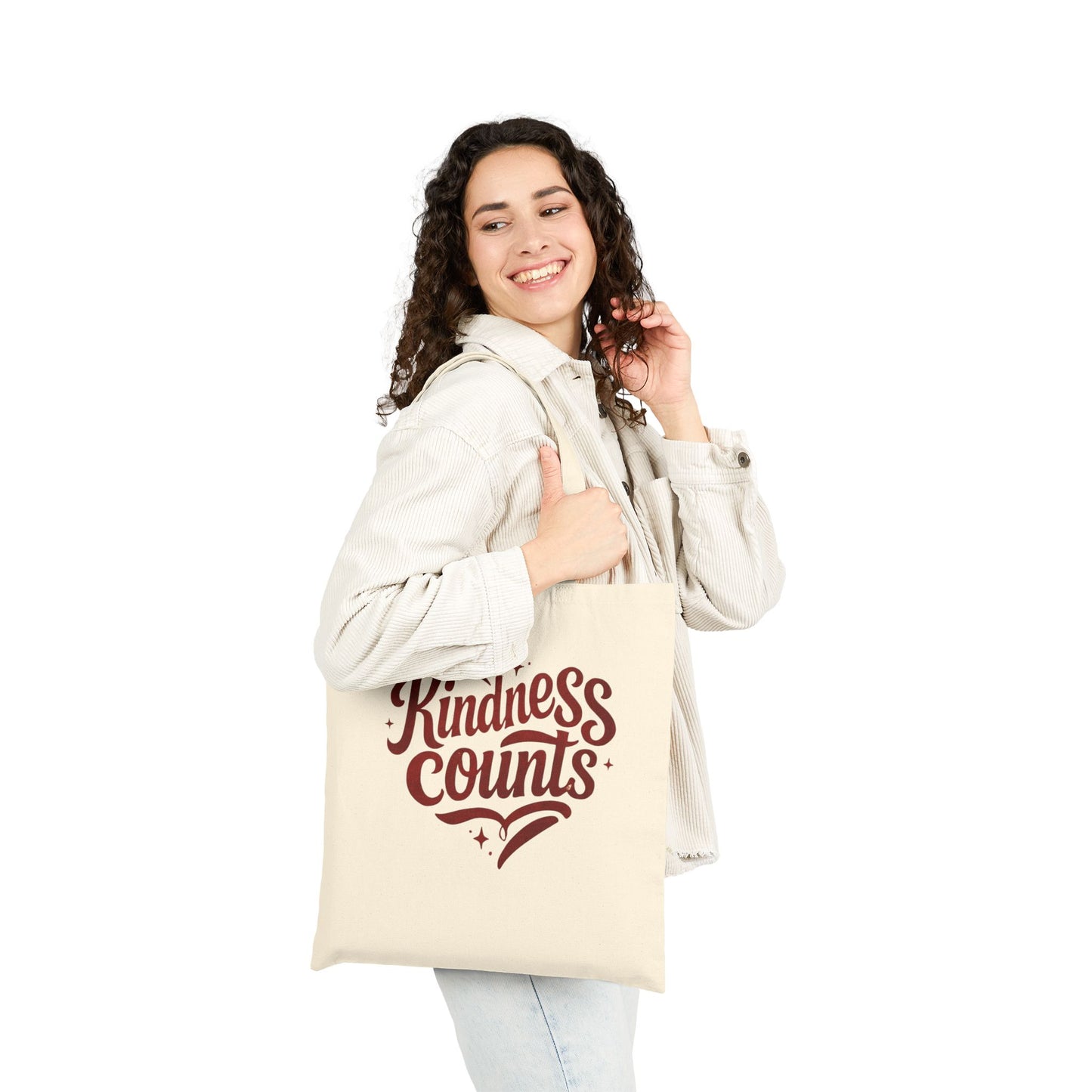 Kindness Counts Cotton Canvas Tote Bag, Eco-Friendly Gift, Reusable Shopping Bag, Inspirational Tote, Everyday Carryall