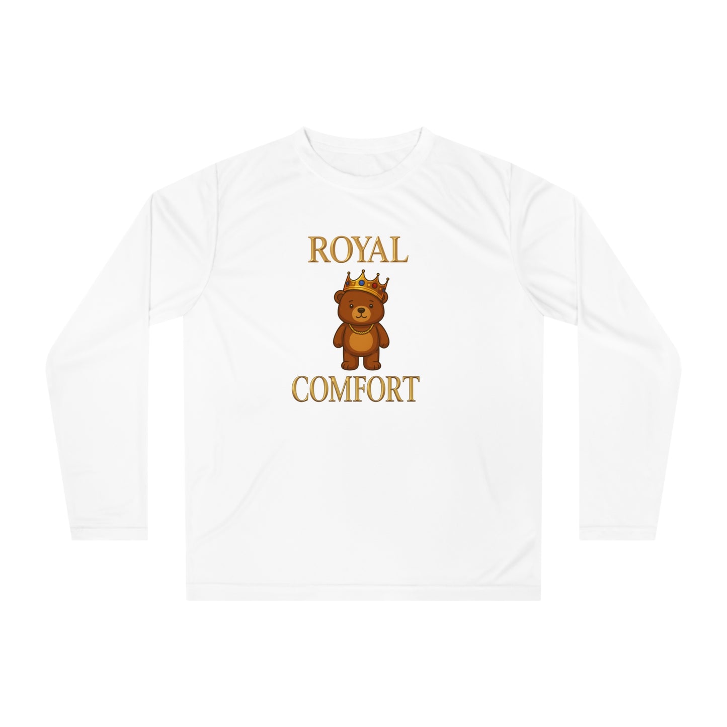 Royal Comfort Cuddler Bear Performance Long Sleeve Shirt, Unisex Tee, Athletic Top, Workout Apparel, Running Gear