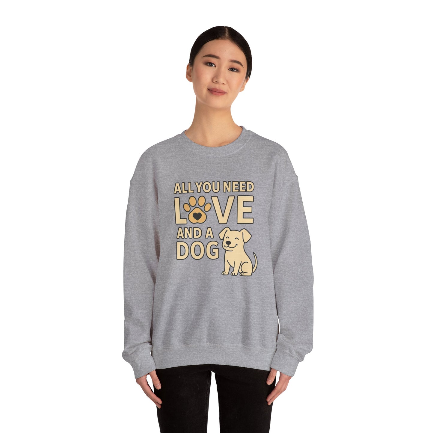 All You Need is Love Sweatshirt, Dog Lover Gift, Cozy Crewneck, Pet Owner Apparel, Animal Lover Sweatshirt, Birthday Gift for Dog Parents