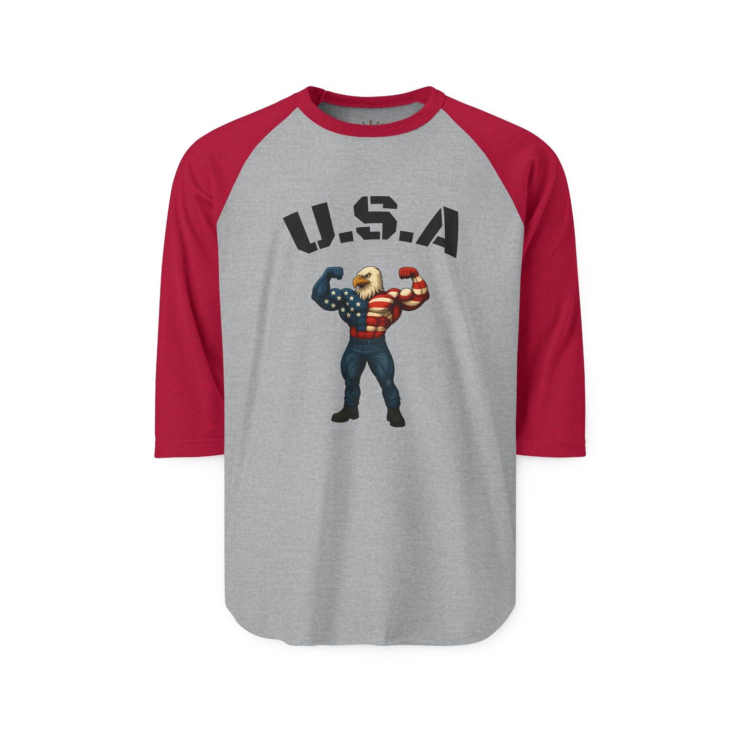 USA Baseball Tee-Patriotic Three-Quarter Sleeve Shirt, Vintage America Pride Top, Unisex