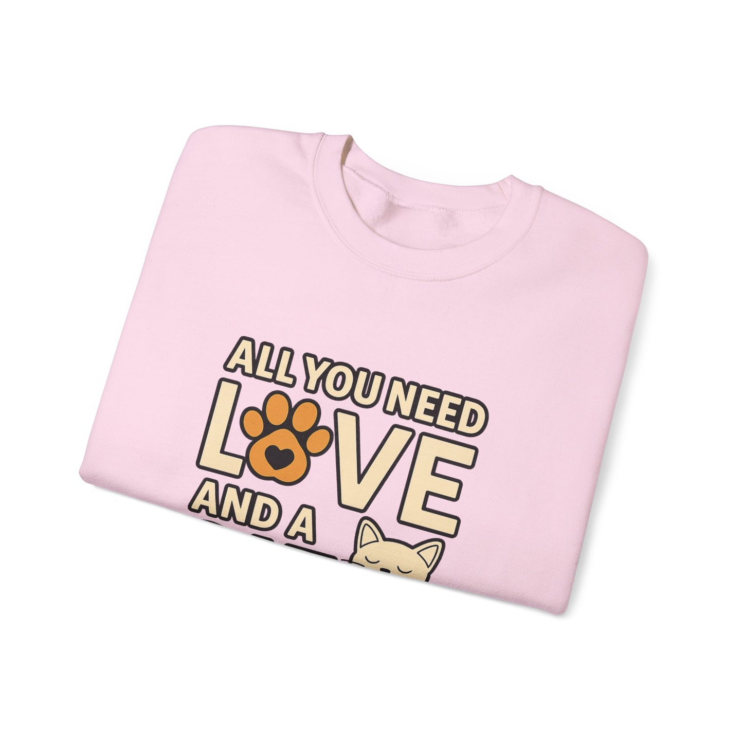 Cat Lover Long Sleeve Sweatshirt, All You Need is Love, Unisex Crewneck Jumper, Cozy Cat Sweatshirt, Cat Mom Dad Gift, Christmas Cat Shirt