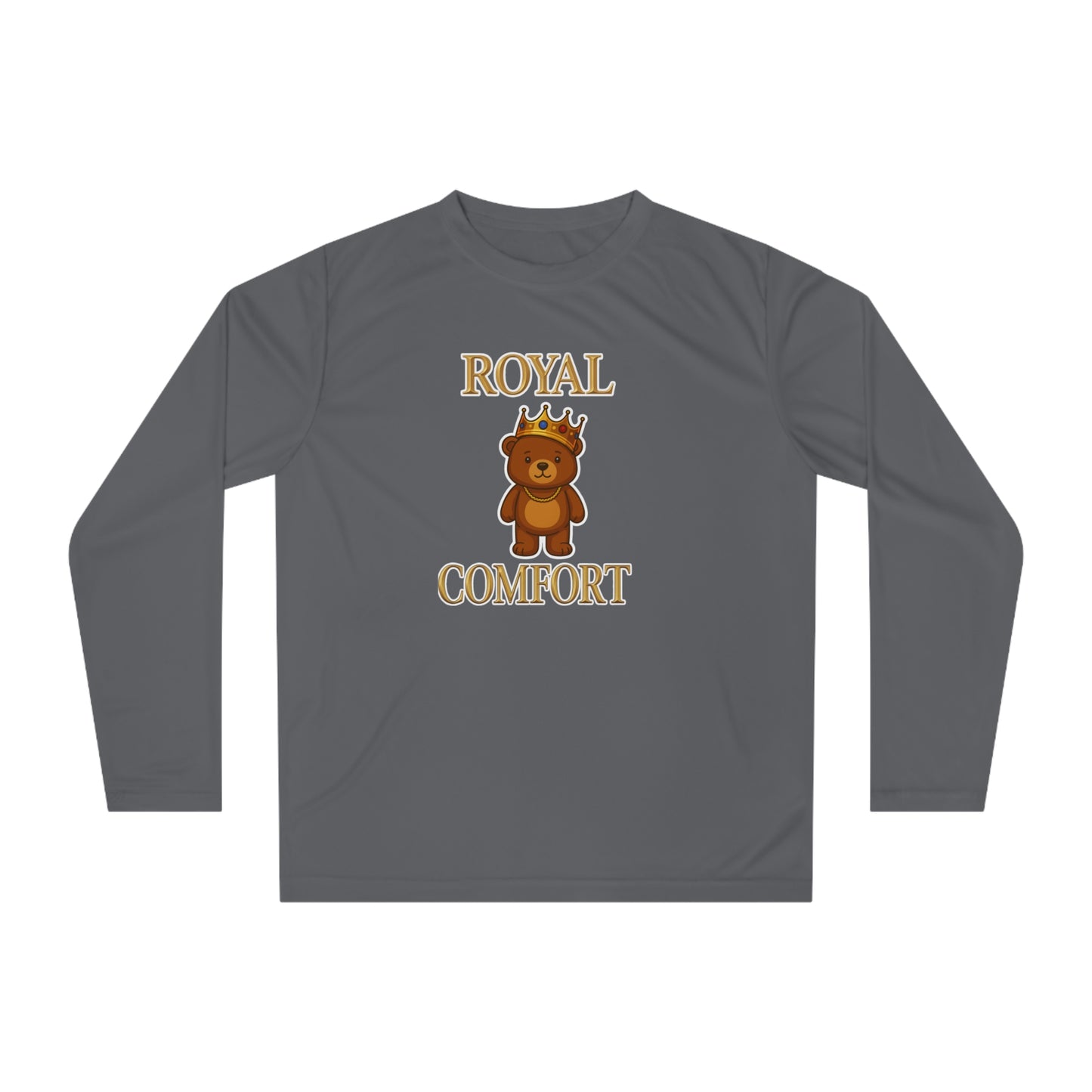 Royal Comfort Cuddler Bear Performance Long Sleeve Shirt, Unisex Tee, Athletic Top, Workout Apparel, Running Gear