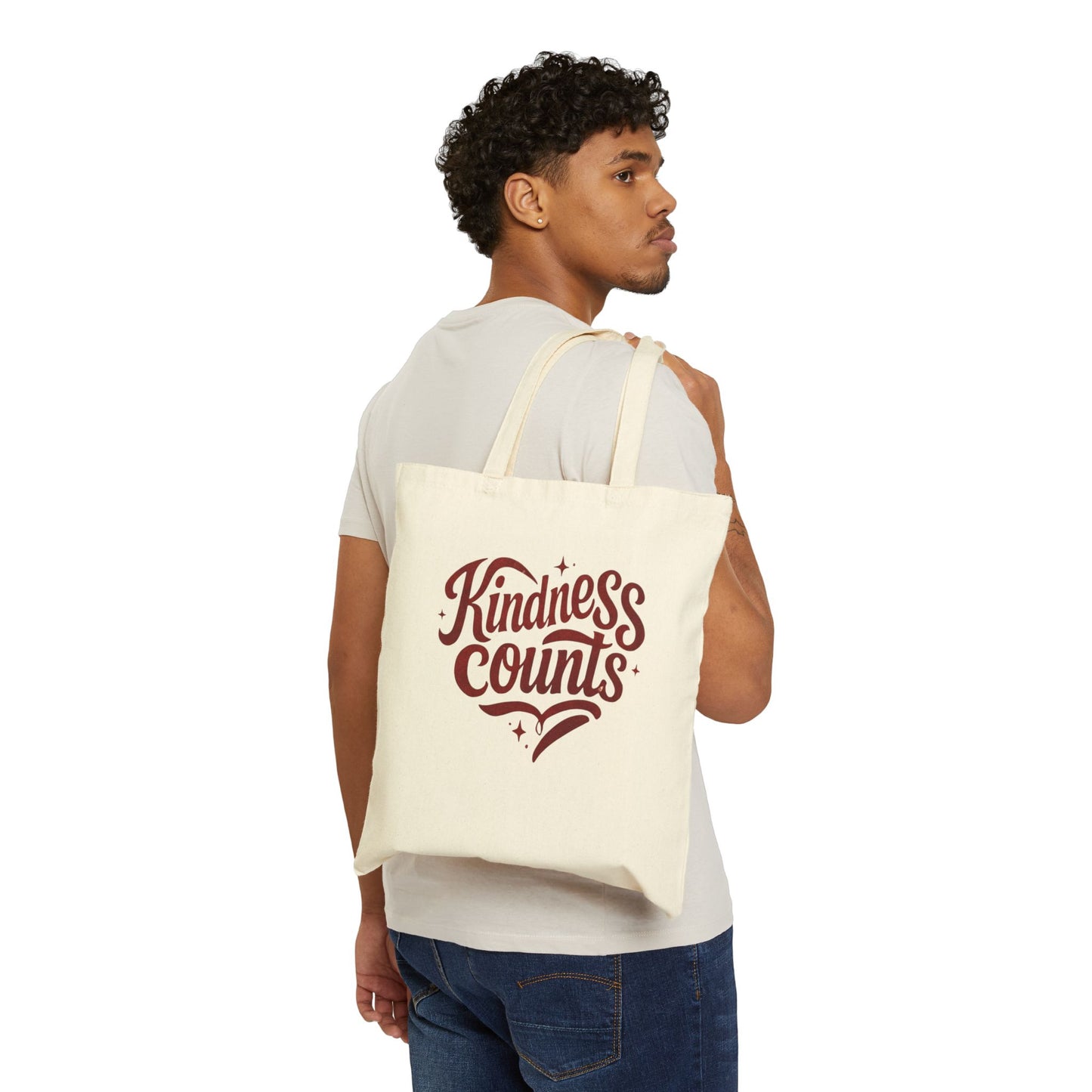Kindness Counts Cotton Canvas Tote Bag, Eco-Friendly Gift, Reusable Shopping Bag, Inspirational Tote, Everyday Carryall