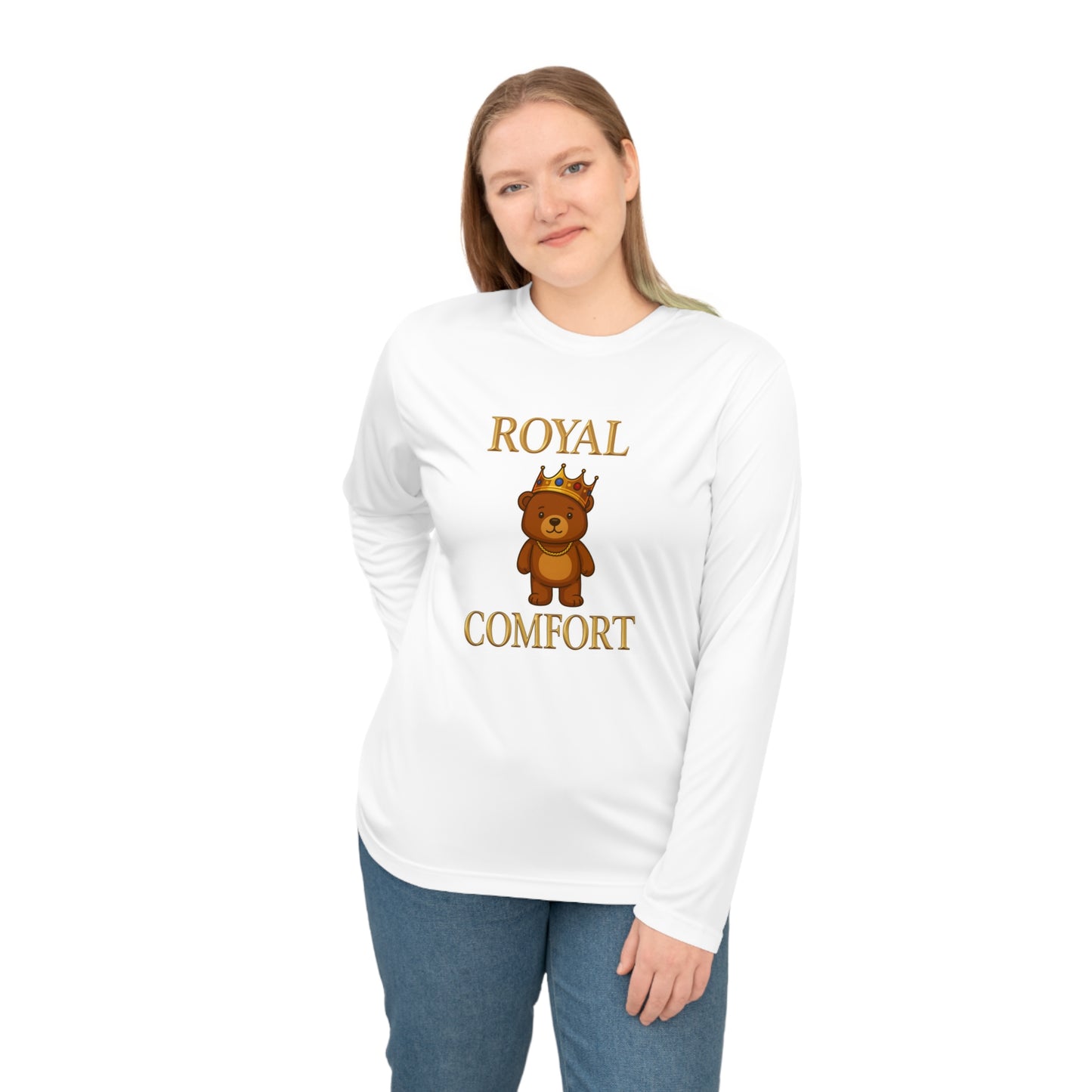 Royal Comfort Cuddler Bear Performance Long Sleeve Shirt, Unisex Tee, Athletic Top, Workout Apparel, Running Gear