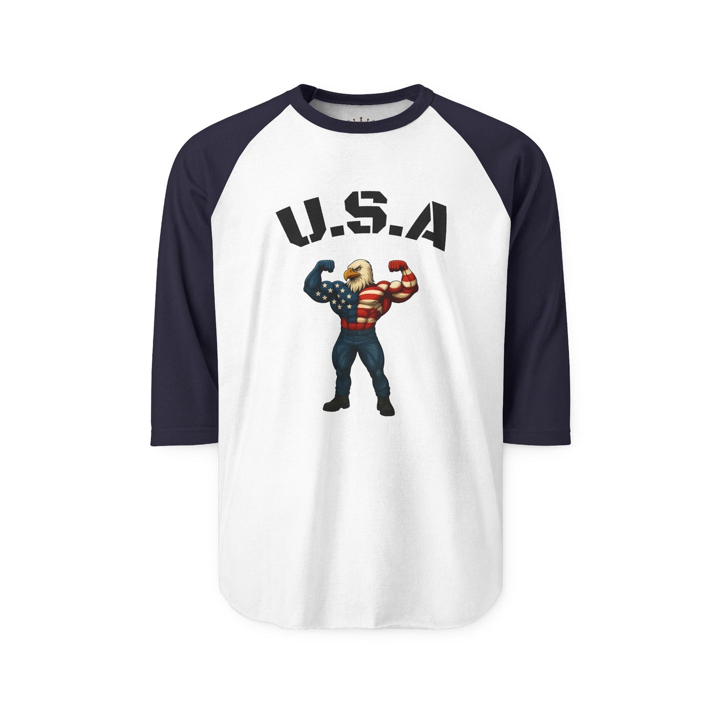 USA Baseball Tee-Patriotic Three-Quarter Sleeve Shirt, Vintage America Pride Top, Unisex