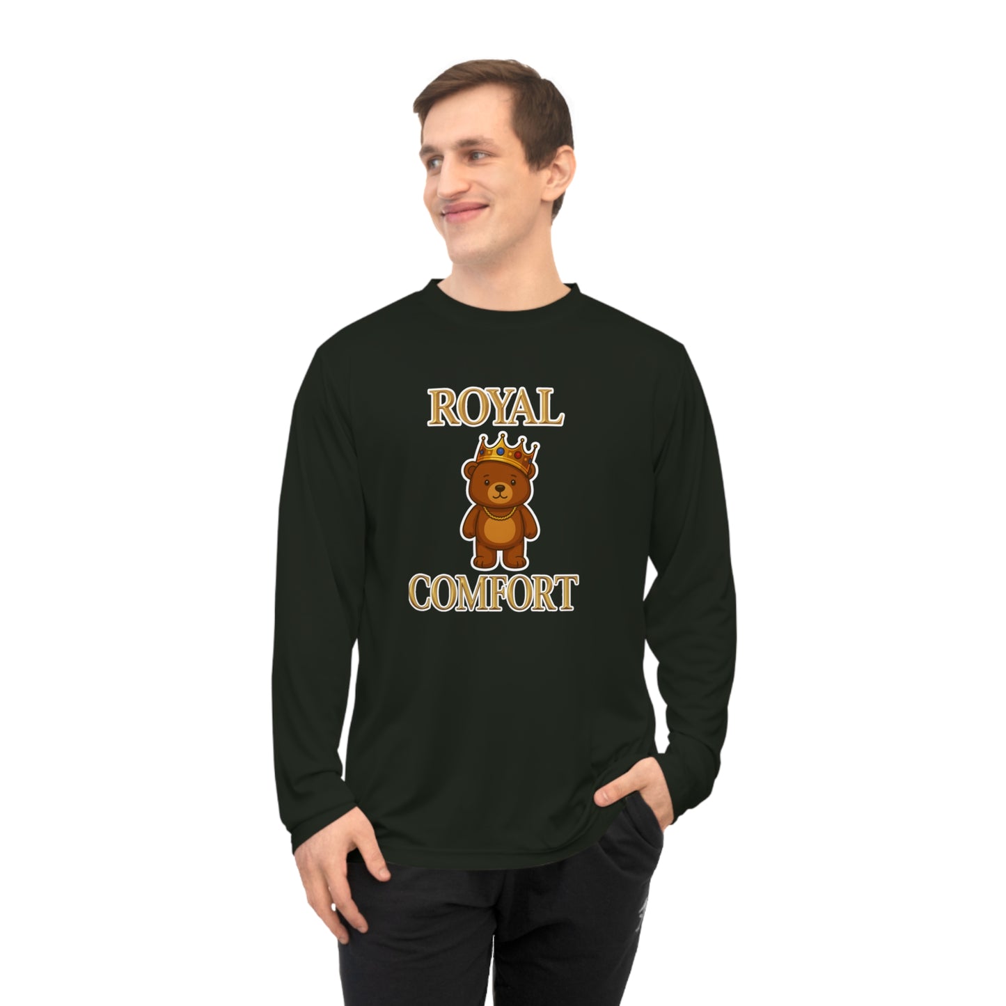 Royal Comfort Cuddler Bear Performance Long Sleeve Shirt, Unisex Tee, Athletic Top, Workout Apparel, Running Gear