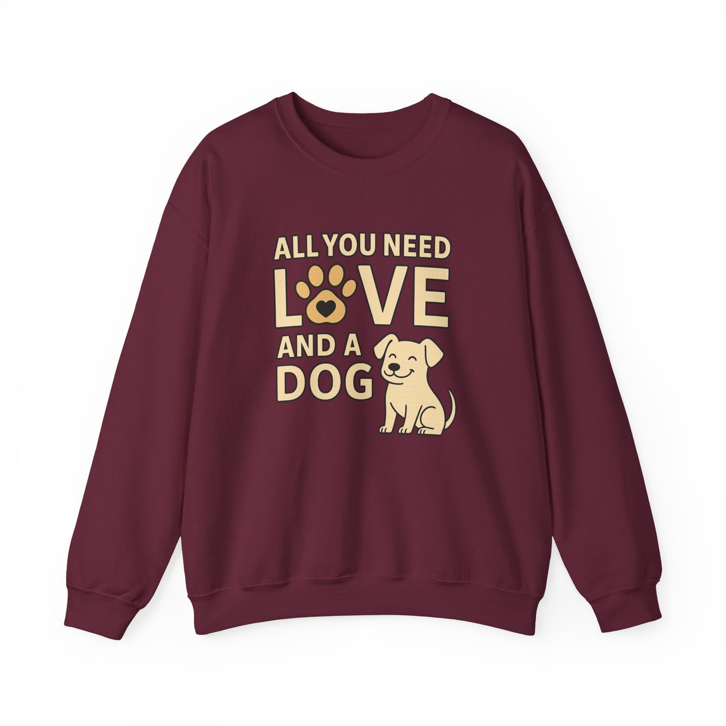 All You Need is Love Sweatshirt, Dog Lover Gift, Cozy Crewneck, Pet Owner Apparel, Animal Lover Sweatshirt, Birthday Gift for Dog Parents
