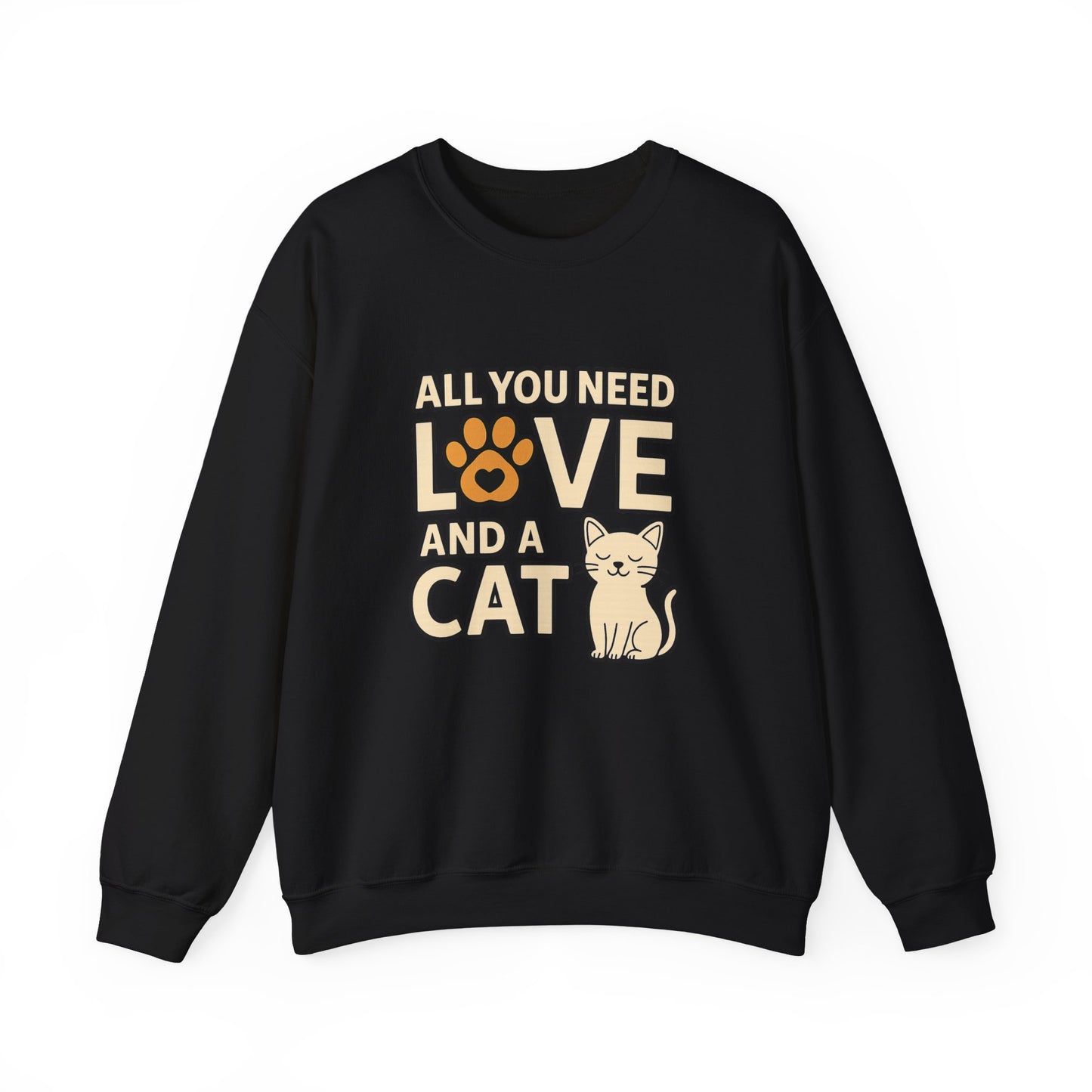 Cat Lover Long Sleeve Sweatshirt, All You Need is Love, Unisex Crewneck Jumper, Cozy Cat Sweatshirt, Cat Mom Dad Gift, Christmas Cat Shirt