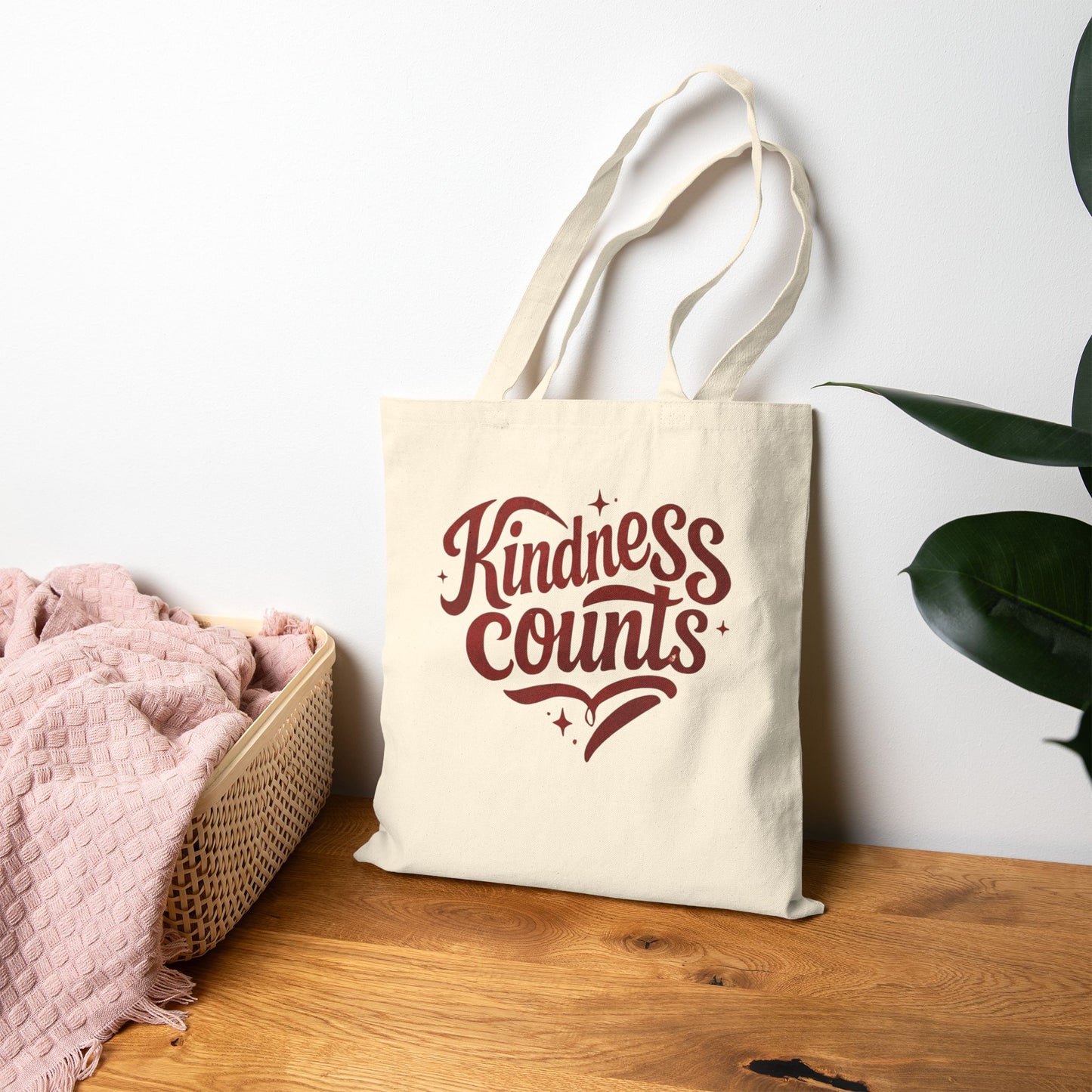 Kindness Counts Cotton Canvas Tote Bag, Eco-Friendly Gift, Reusable Shopping Bag, Inspirational Tote, Everyday Carryall