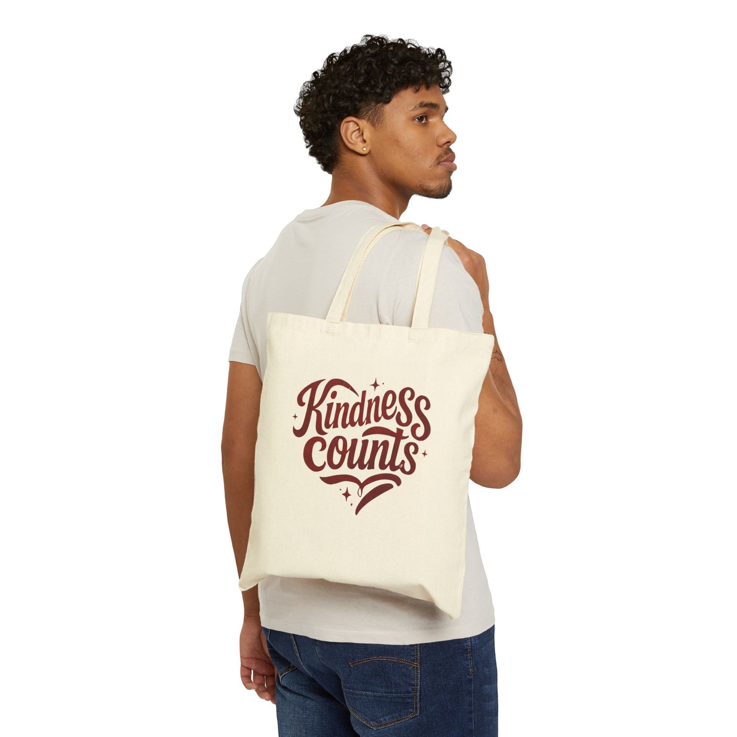 Kindness Counts Cotton Canvas Tote Bag, Eco-Friendly Gift, Reusable Shopping Bag, Inspirational Tote, Everyday Carryall