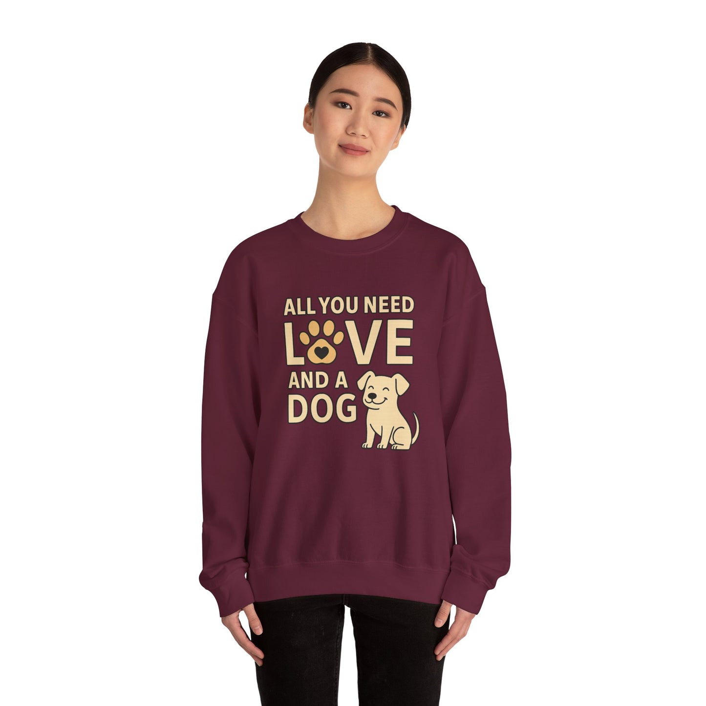 All You Need is Love Sweatshirt, Dog Lover Gift, Cozy Crewneck, Pet Owner Apparel, Animal Lover Sweatshirt, Birthday Gift for Dog Parents