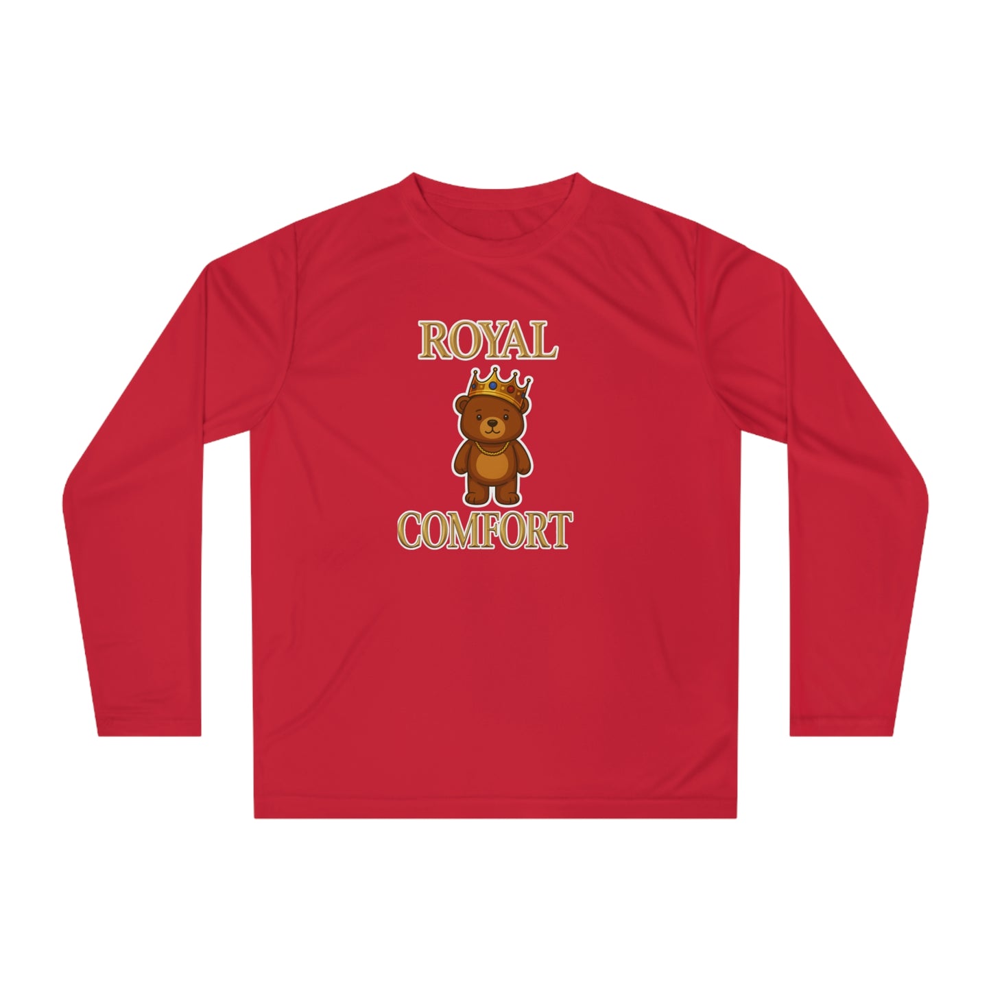 Royal Comfort Cuddler Bear Performance Long Sleeve Shirt, Unisex Tee, Athletic Top, Workout Apparel, Running Gear