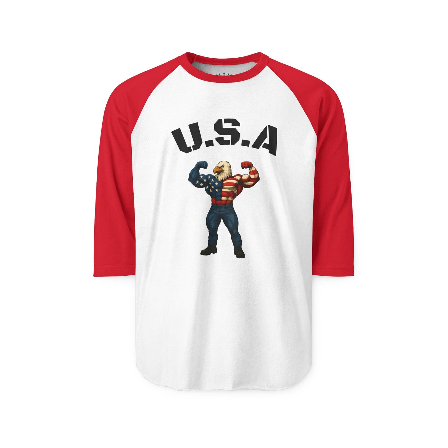 USA Baseball Tee-Patriotic Three-Quarter Sleeve Shirt, Vintage America Pride Top, Unisex