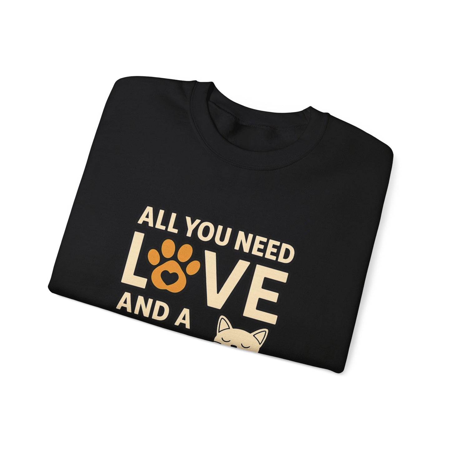 Cat Lover Long Sleeve Sweatshirt, All You Need is Love, Unisex Crewneck Jumper, Cozy Cat Sweatshirt, Cat Mom Dad Gift, Christmas Cat Shirt