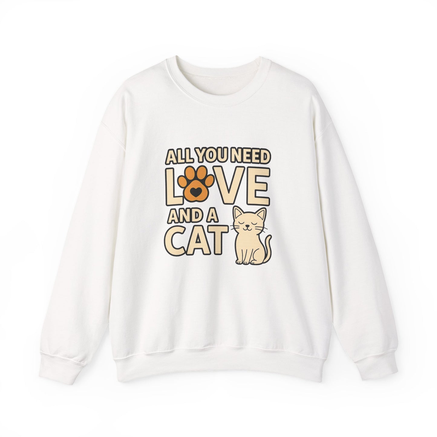 Cat Lover Long Sleeve Sweatshirt, All You Need is Love, Unisex Crewneck Jumper, Cozy Cat Sweatshirt, Cat Mom Dad Gift, Christmas Cat Shirt