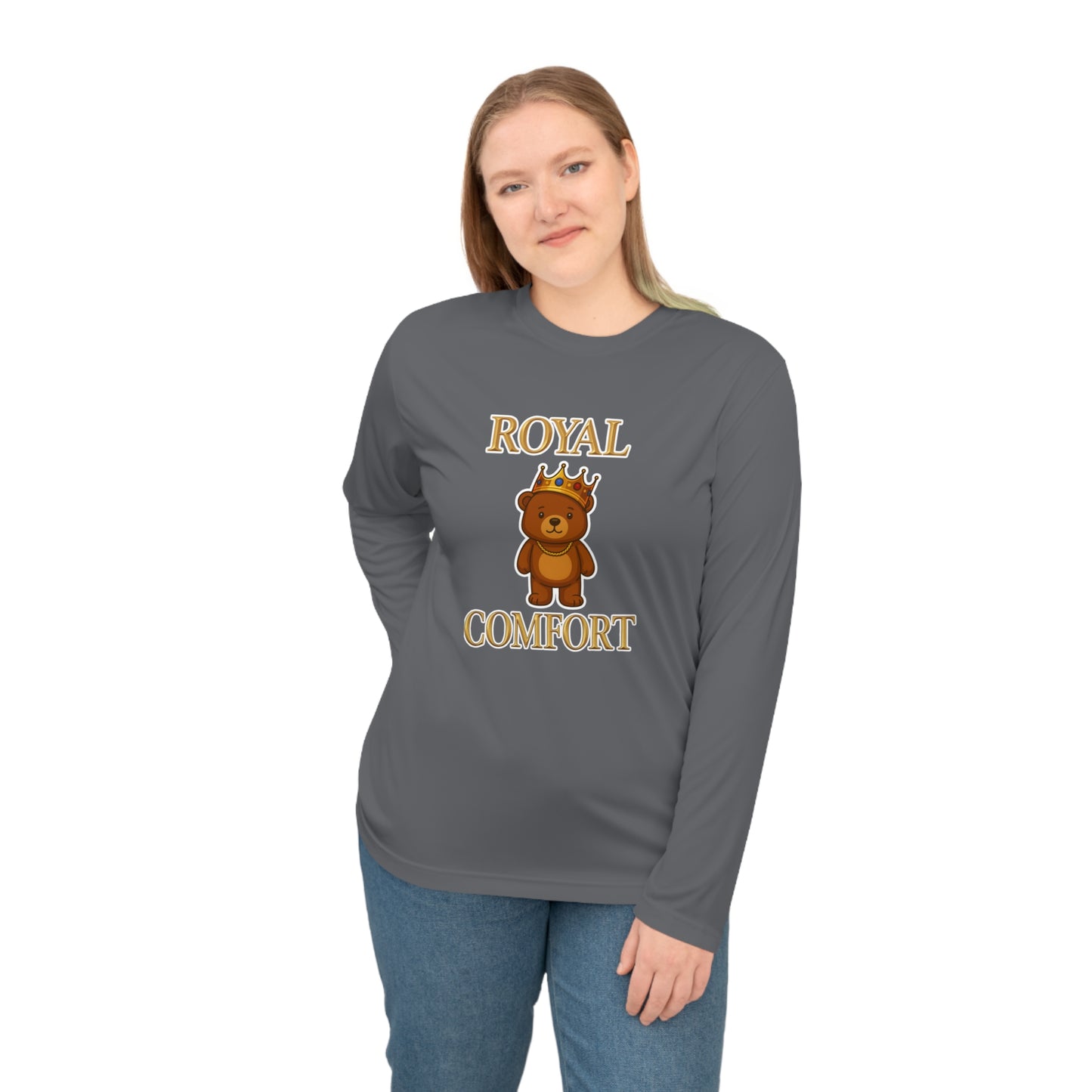Royal Comfort Cuddler Bear Performance Long Sleeve Shirt, Unisex Tee, Athletic Top, Workout Apparel, Running Gear