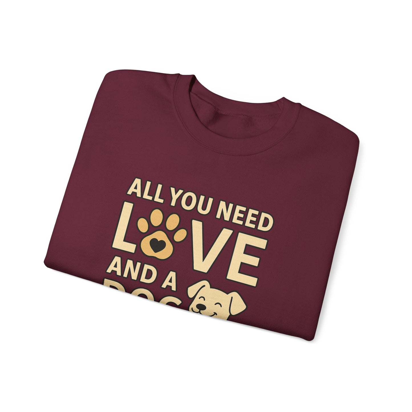 All You Need is Love Sweatshirt, Dog Lover Gift, Cozy Crewneck, Pet Owner Apparel, Animal Lover Sweatshirt, Birthday Gift for Dog Parents