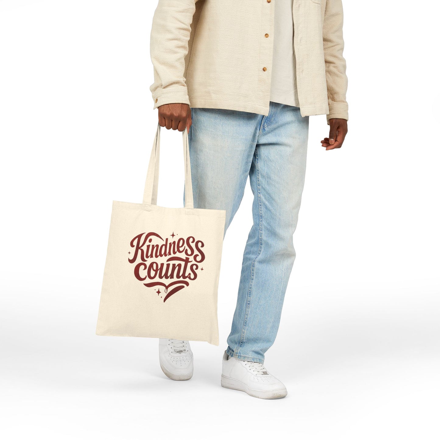 Kindness Counts Cotton Canvas Tote Bag, Eco-Friendly Gift, Reusable Shopping Bag, Inspirational Tote, Everyday Carryall