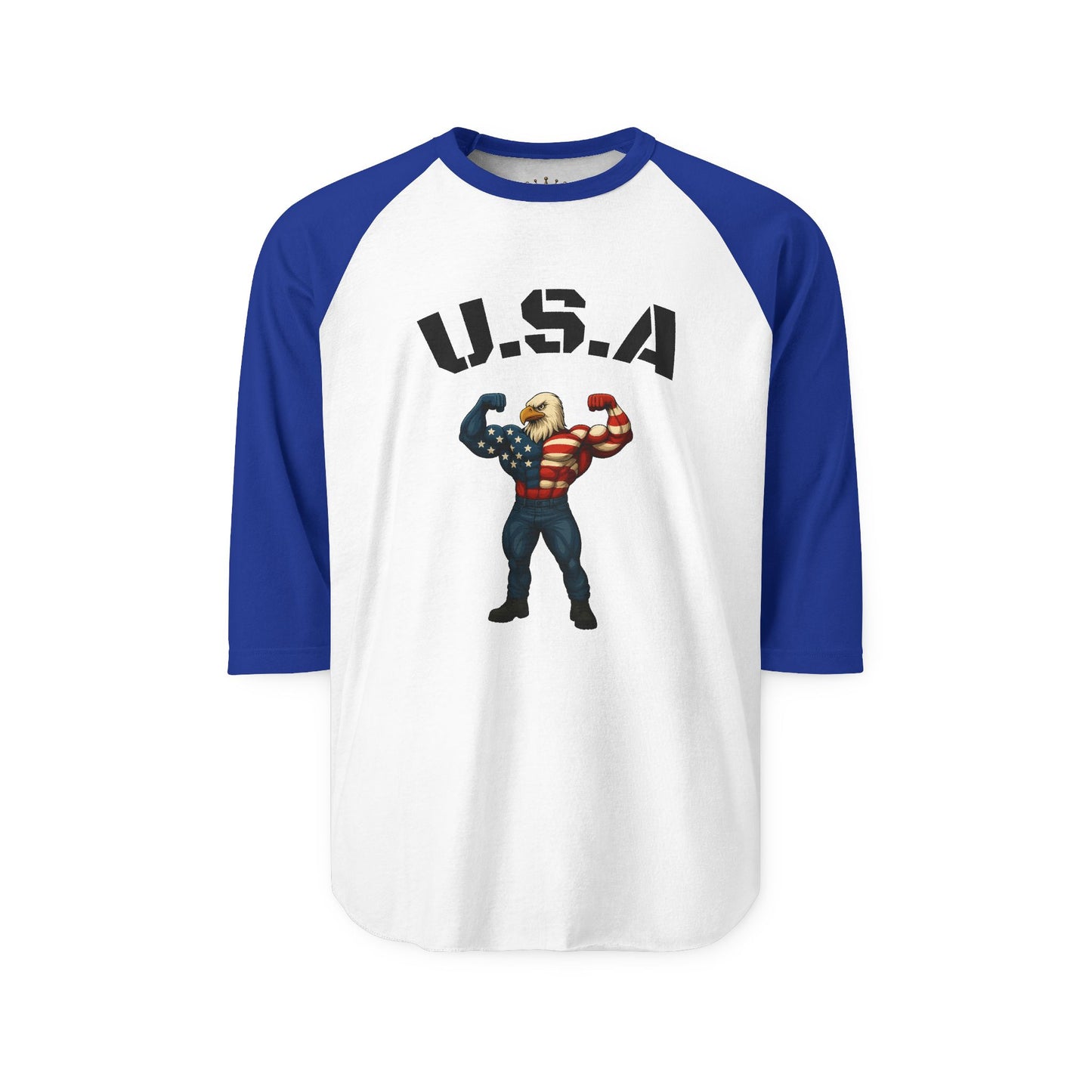 USA Baseball Tee-Patriotic Three-Quarter Sleeve Shirt, Vintage America Pride Top, Unisex