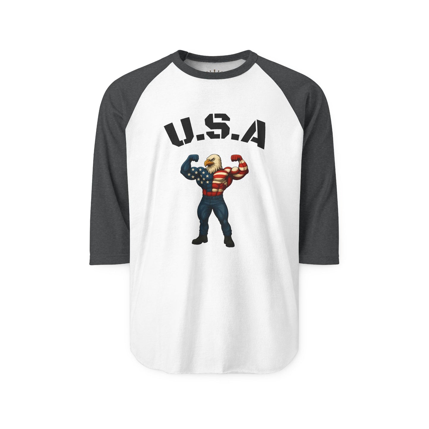 USA Baseball Tee-Patriotic Three-Quarter Sleeve Shirt, Vintage America Pride Top, Unisex