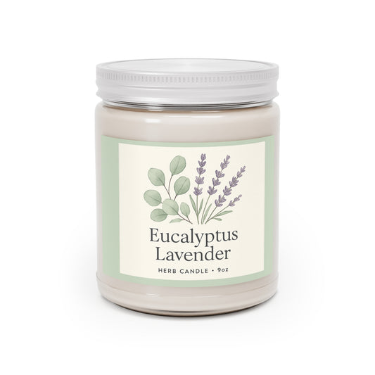 Soy Candles, Relaxing Eucalyptus Lavender Candle for Home, Aromatherapy Candle with White Lid, 9oz, Calming Scent, Natural Soy Wax,
