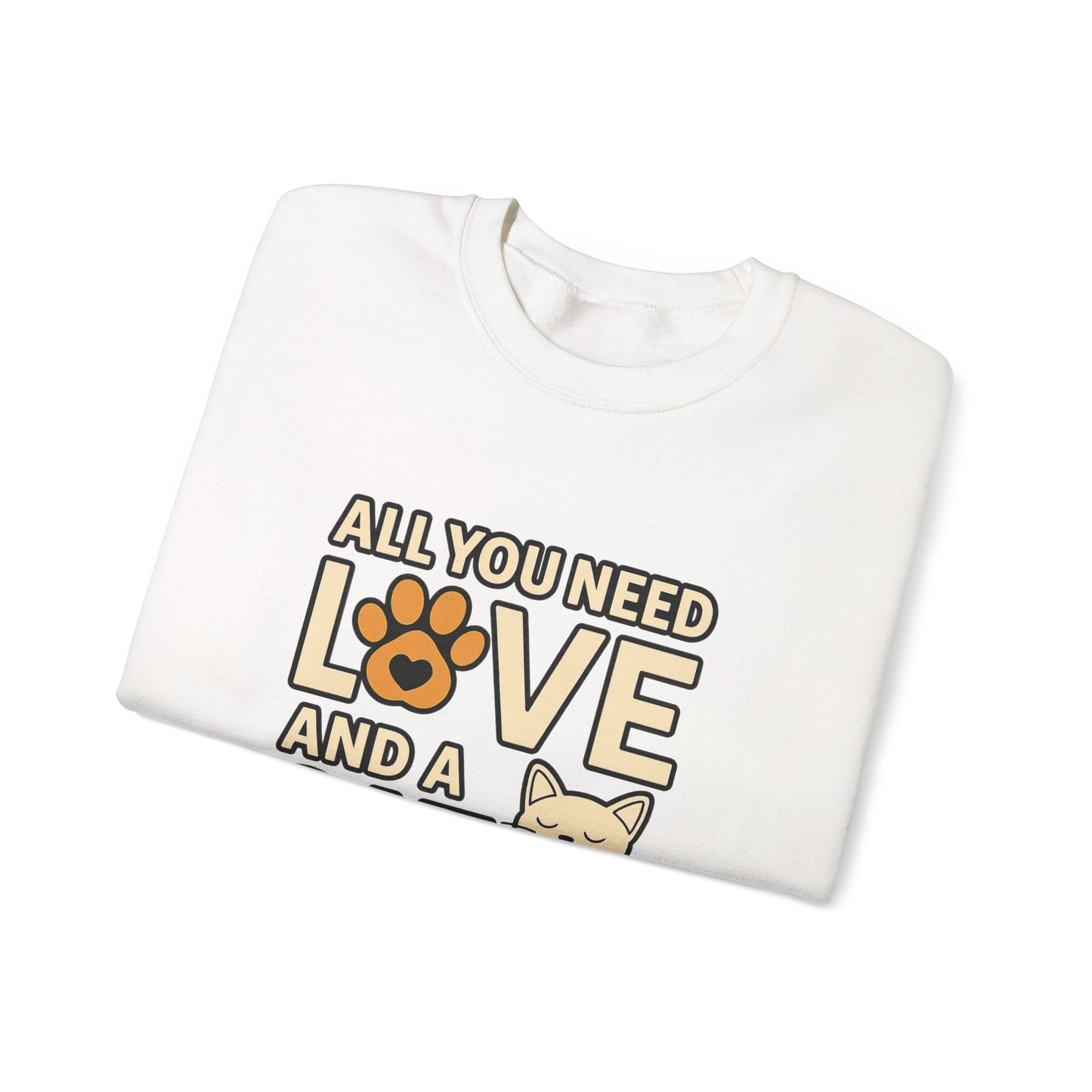Cat Lover Long Sleeve Sweatshirt, All You Need is Love, Unisex Crewneck Jumper, Cozy Cat Sweatshirt, Cat Mom Dad Gift, Christmas Cat Shirt