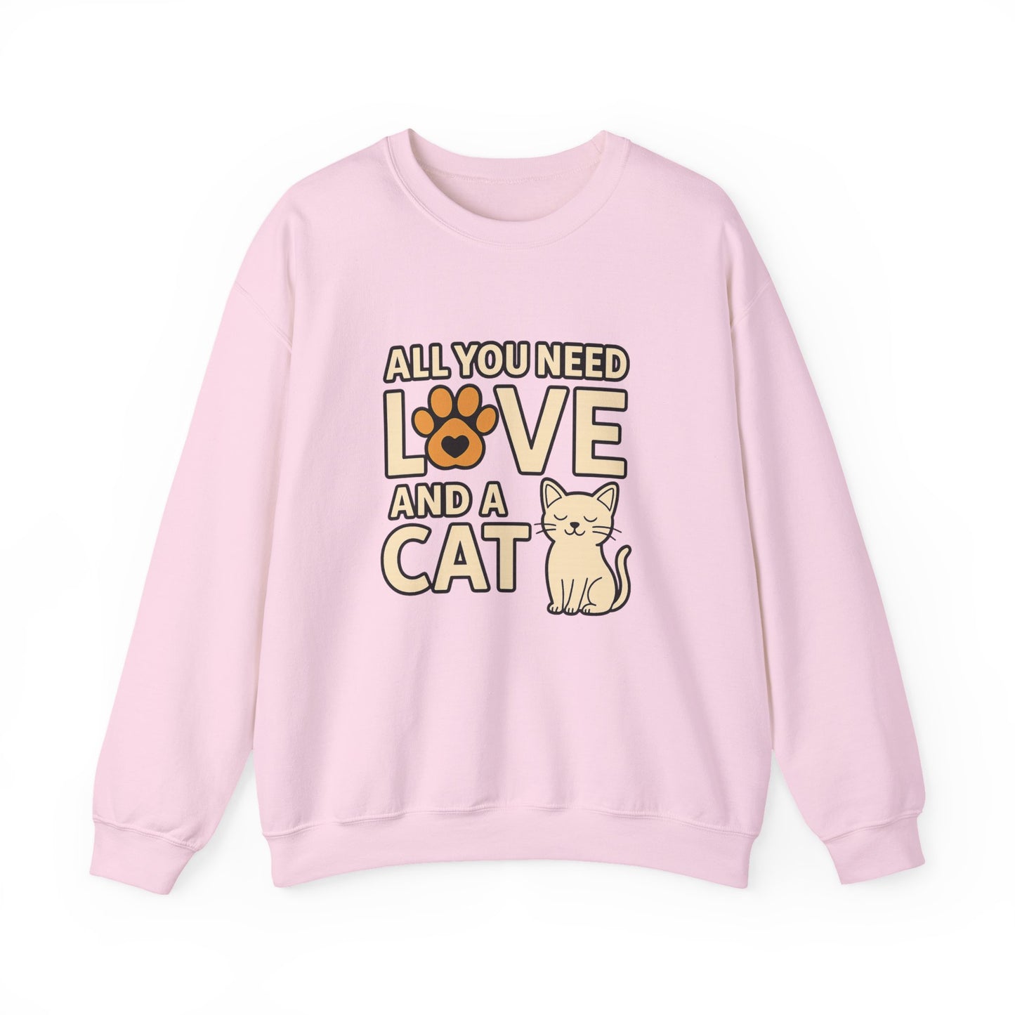 Cat Lover Long Sleeve Sweatshirt, All You Need is Love, Unisex Crewneck Jumper, Cozy Cat Sweatshirt, Cat Mom Dad Gift, Christmas Cat Shirt