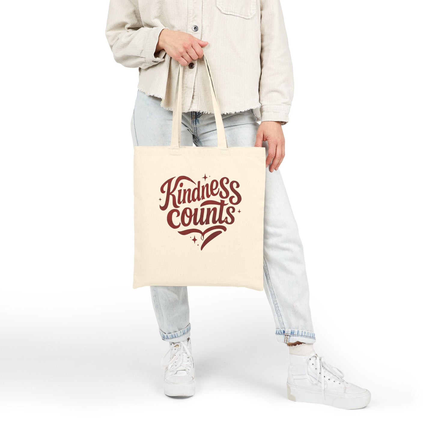 Kindness Counts Cotton Canvas Tote Bag, Eco-Friendly Gift, Reusable Shopping Bag, Inspirational Tote, Everyday Carryall