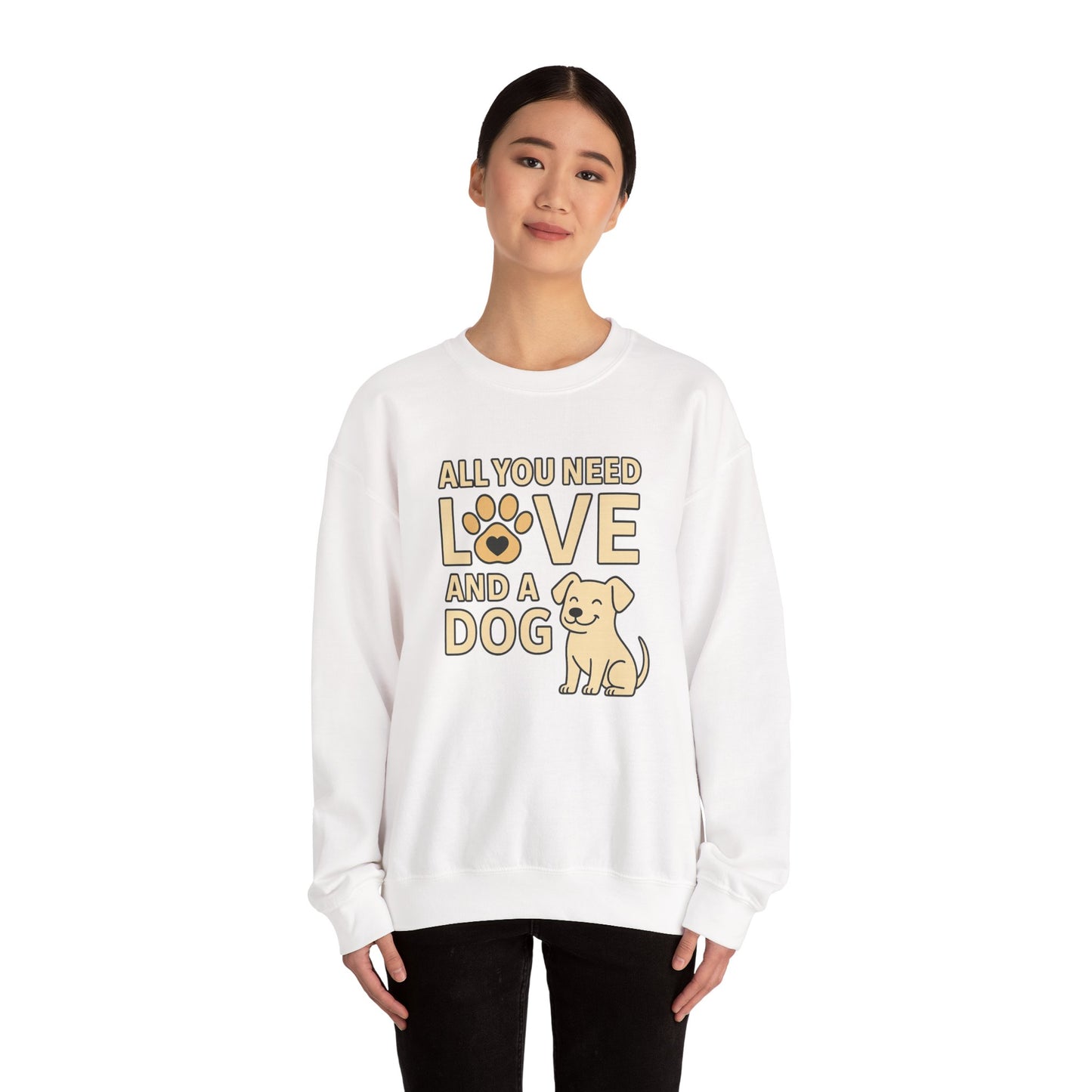 All You Need is Love Sweatshirt, Dog Lover Gift, Cozy Crewneck, Pet Owner Apparel, Animal Lover Sweatshirt, Birthday Gift for Dog Parents