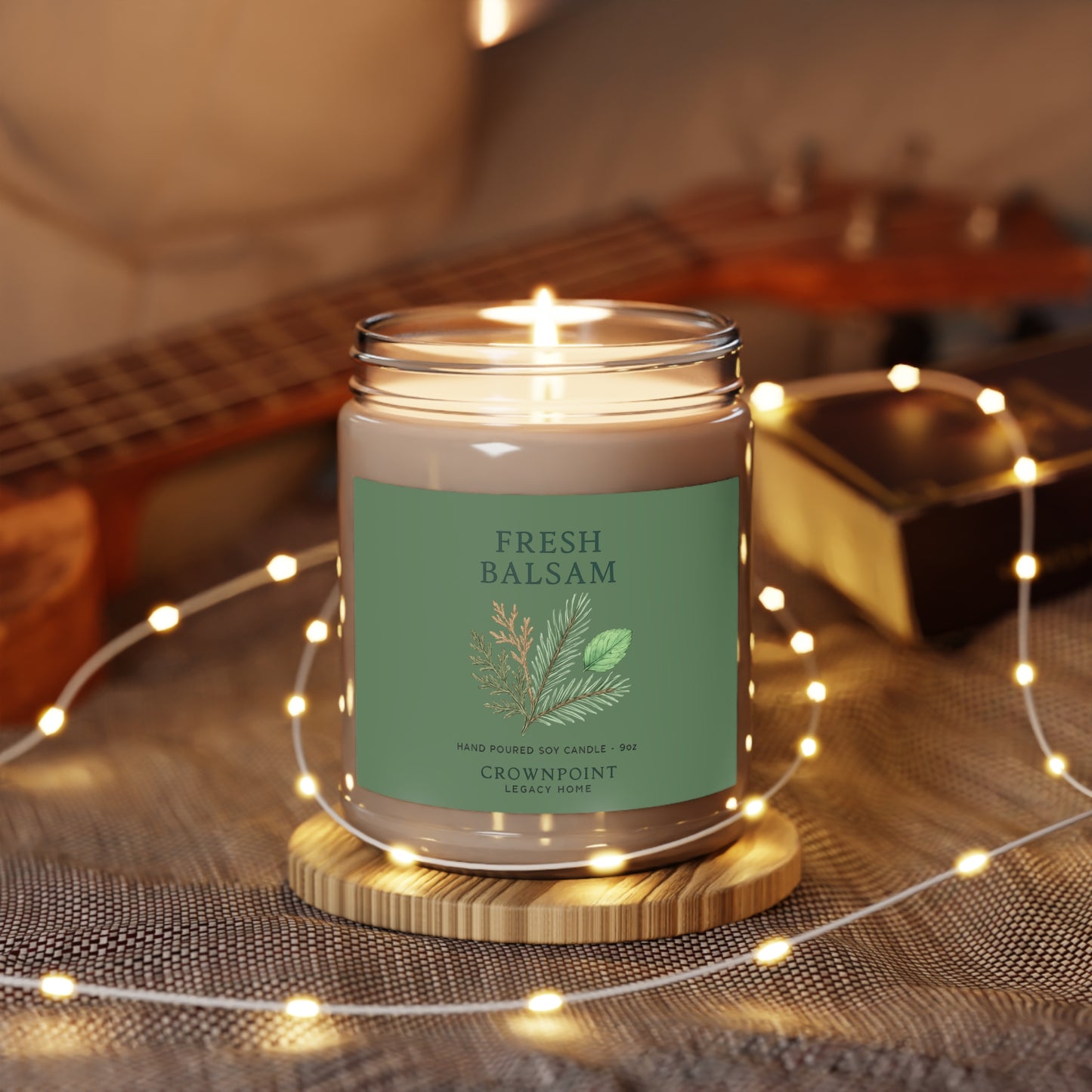 Fresh Balsam Scented Soy Candle, Cozy Home Decor for Relaxation, Gifts for Any Occasion, Eco-Friendly 9oz Candle, Housewarming