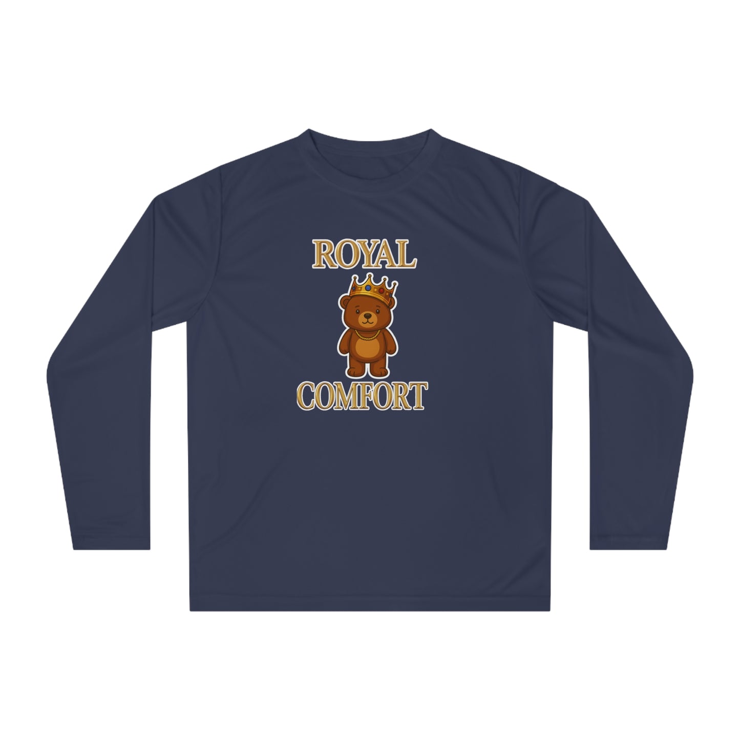 Royal Comfort Cuddler Bear Performance Long Sleeve Shirt, Unisex Tee, Athletic Top, Workout Apparel, Running Gear