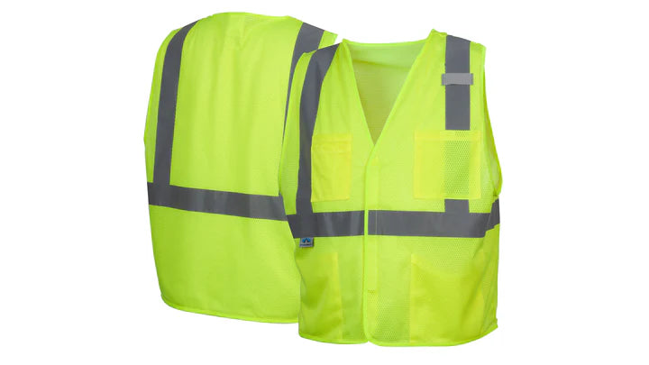 ANSI Class 2 high visibility safety vest in yellow with reflective stripes – Crown Point Logistics