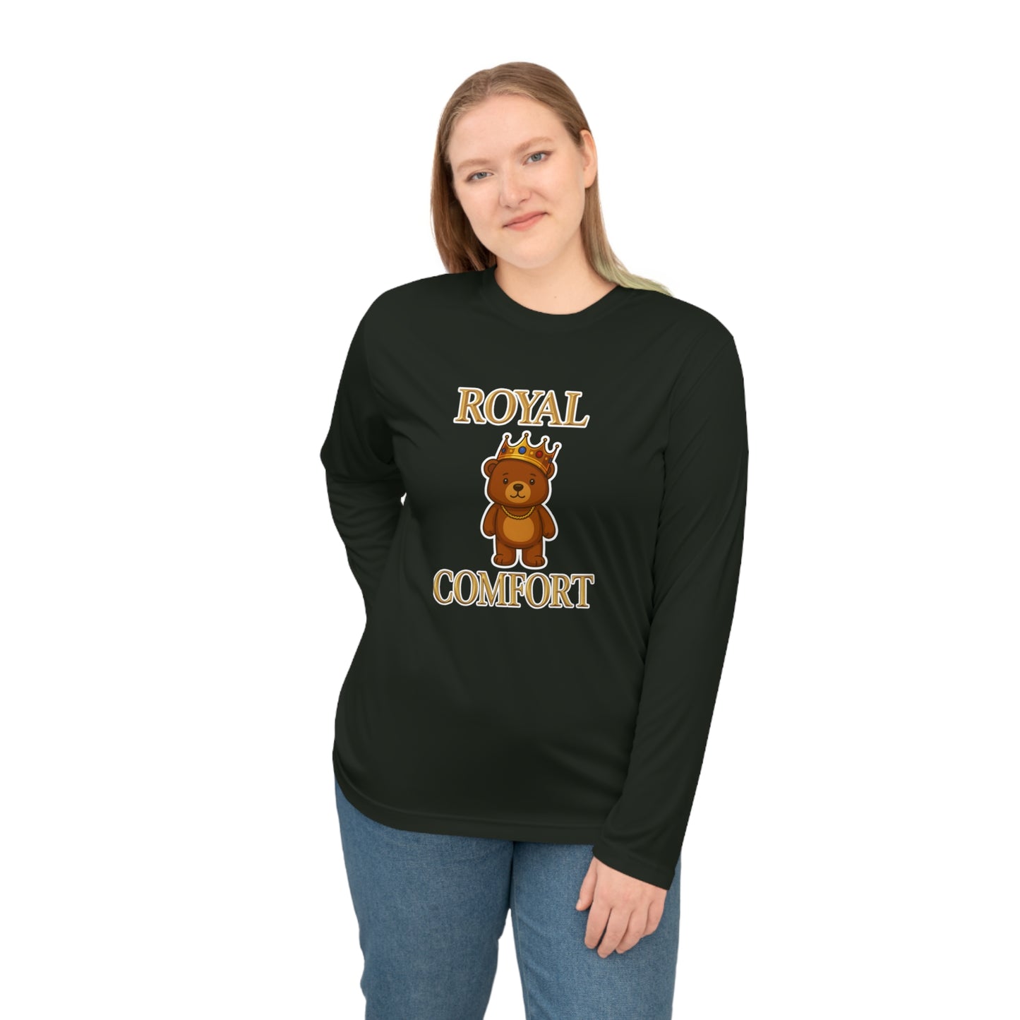 Royal Comfort Cuddler Bear Performance Long Sleeve Shirt, Unisex Tee, Athletic Top, Workout Apparel, Running Gear
