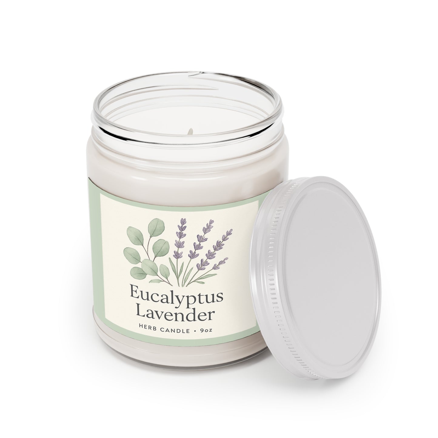 Soy Candles, Relaxing Eucalyptus Lavender Candle for Home, Aromatherapy Candle with White Lid, 9oz, Calming Scent, Natural Soy Wax,